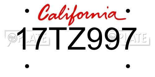 17TZ997 California License Plate