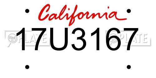17U3167 California License Plate