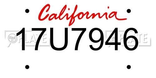 17U7946 California License Plate