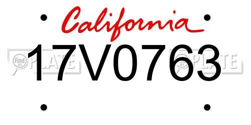 17V0763 California License Plate