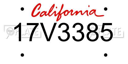 17V3385 California License Plate