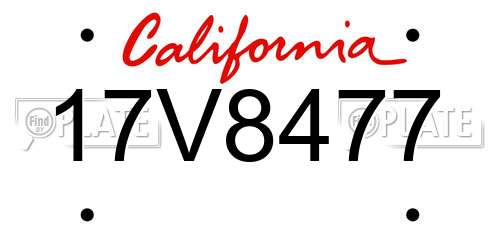 17V8477 California License Plate