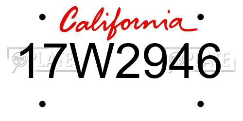 17W2946 California License Plate