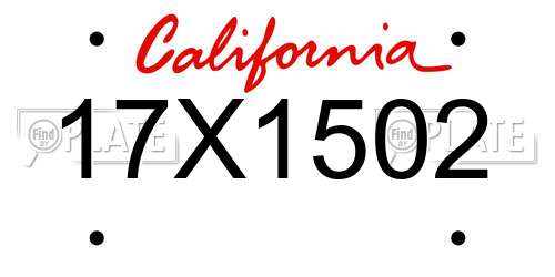 17X1502 California License Plate