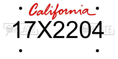 17X2204 California License Plate