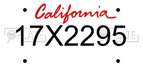 17X2295 California License Plate