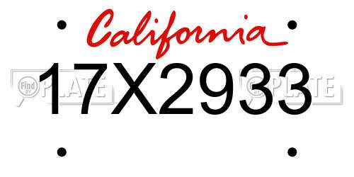 17X2933 California License Plate