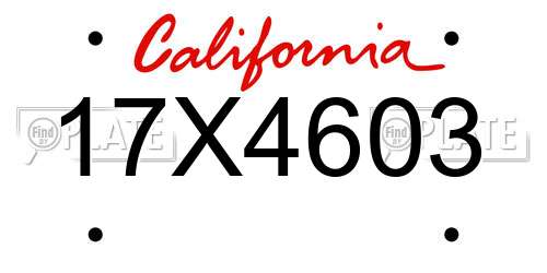 17X4603 California License Plate