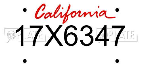 17X6347 California License Plate