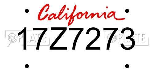 17Z7273 California License Plate