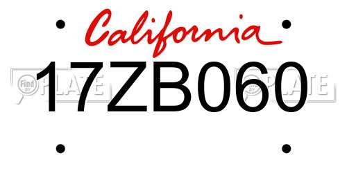 17ZB060 California License Plate