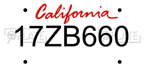 17ZB660 California License Plate
