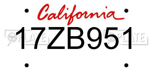 17ZB951 California License Plate