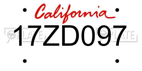 17ZD097 California License Plate
