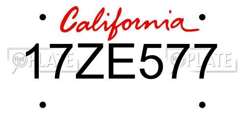 17ZE577 California License Plate