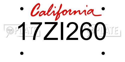 17ZI260 California License Plate