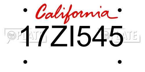 17ZI545 California License Plate
