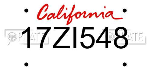 17ZI548 California License Plate