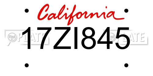 17ZI845 California License Plate