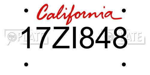17ZI848 California License Plate