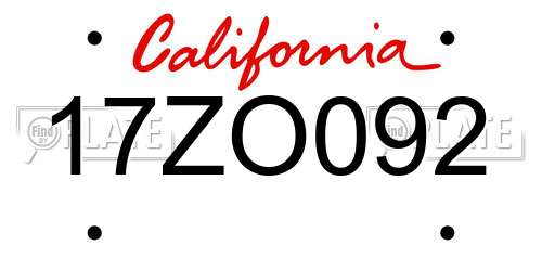 17ZO092 California License Plate