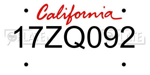 17ZQ092 California License Plate