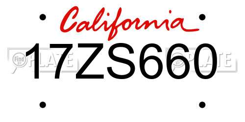 17ZS660 California License Plate