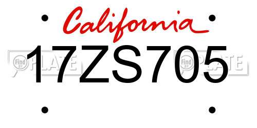 17ZS705 California License Plate