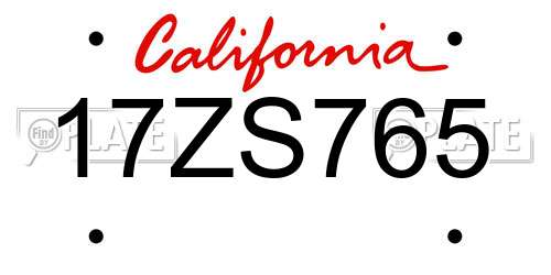 17ZS765 California License Plate