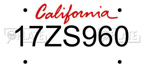 17ZS960 California License Plate
