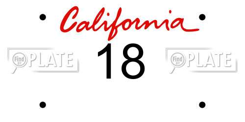 18 California License Plate