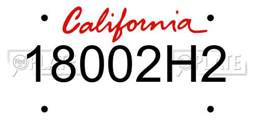 18002H2 California License Plate