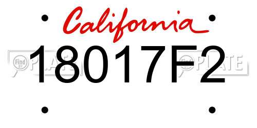 18017F2 California License Plate