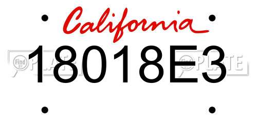 18018E3 California License Plate