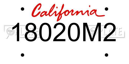 18020M2 California License Plate