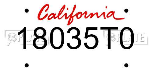 18035T0 California License Plate