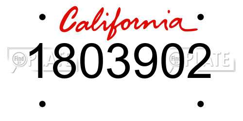 1803902 California License Plate