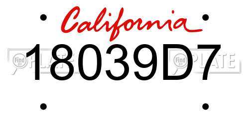 18039D7 California License Plate