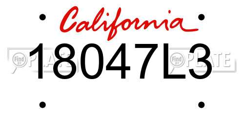 18047L3 California License Plate