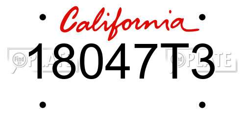18047T3 California License Plate