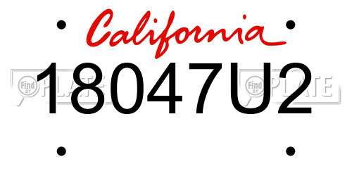 18047U2 California License Plate
