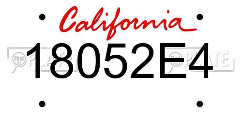 18052E4 California License Plate