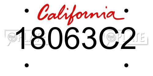 18063C2 California License Plate