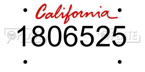 1806525 California License Plate