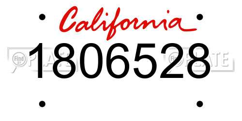 1806528 California License Plate