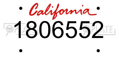 1806552 California License Plate