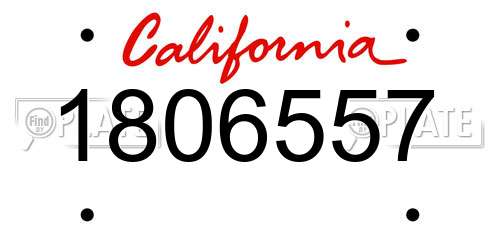 1806557 California License Plate