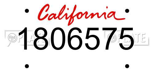 1806575 California License Plate