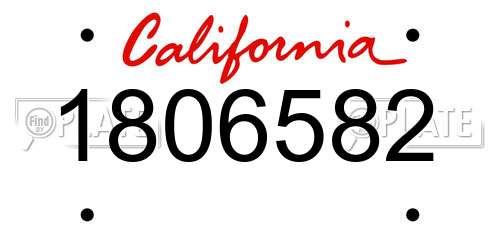 1806582 California License Plate