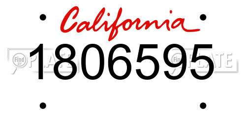 1806595 California License Plate